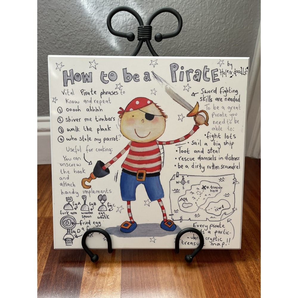 Whimsical Wall Art How to become a Pirate Boys Kids Room Decor By Hellen Doodle